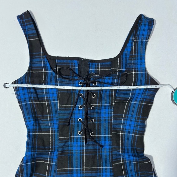 Lip Service Punk & Disorderly Blue Plaid Mini Dress Safety Pin S vintage y2k - Picture 10 of 14